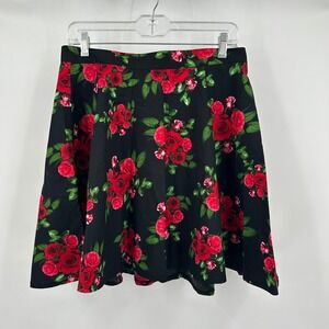 Hell‎ Bunny Womens Cottage Noir Skater Skirt Size L Vintage Roses Romantic Goth